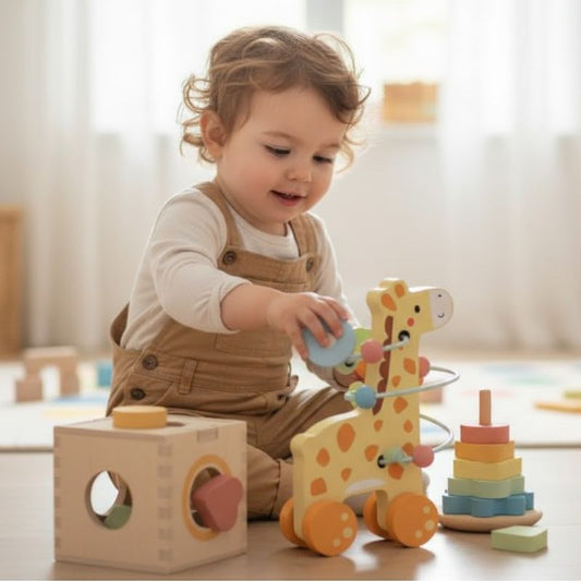 3-in-1 Houten Giraffe Speelset