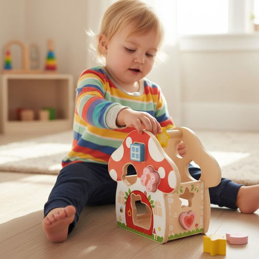Houten Paddenstoel Vormensorteer Huis